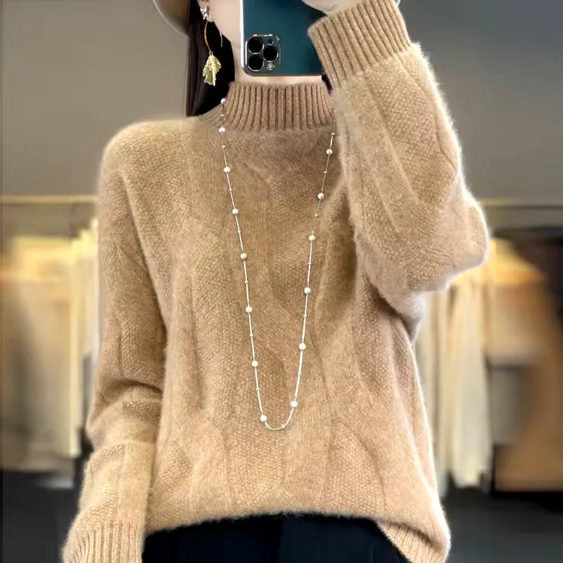 Adèle™ - Pull d’hiver tissé à col roulé en laine