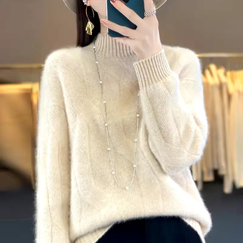 Adèle™ - Pull d’hiver tissé à col roulé en laine